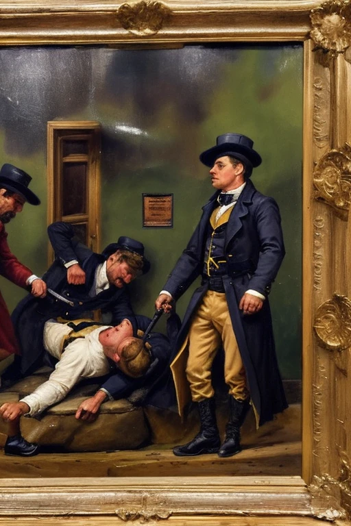 Draw me a Russian man flogging an American man