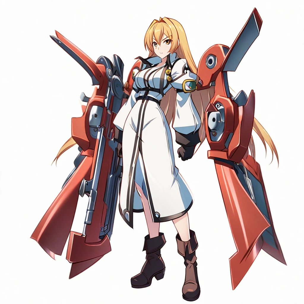 Anime, 1 girl, solo, Millia Rage from Guilty gear, Full body, standing ,plain White background,