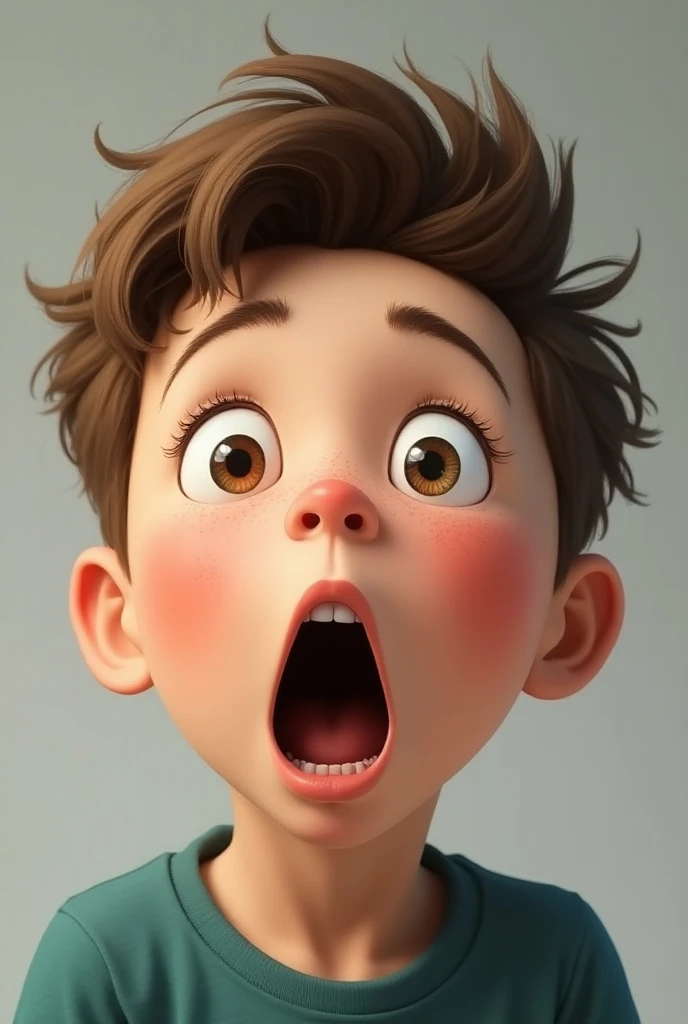 A boy with a surprised face
