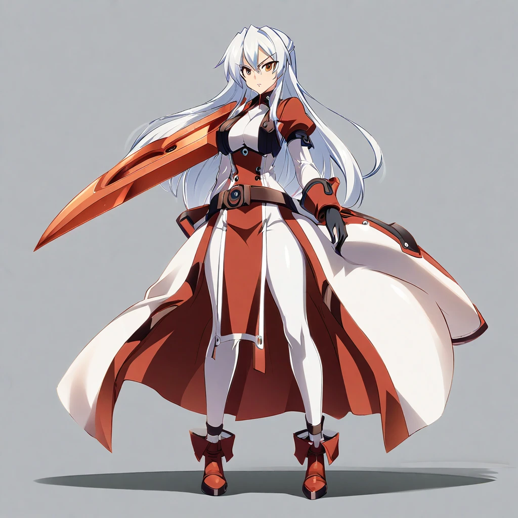 Anime, 1 girl, solo, Millia Rage from Guilty gear, Full body, standing ,plain White background,