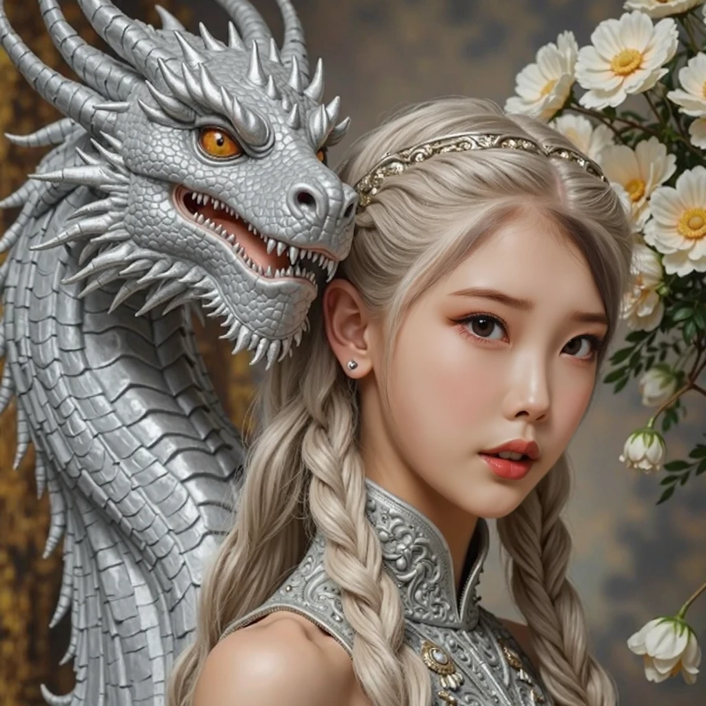 girl with dragon head and red eyes holding a piece of cake, dragon girl, the dragon girl portrait