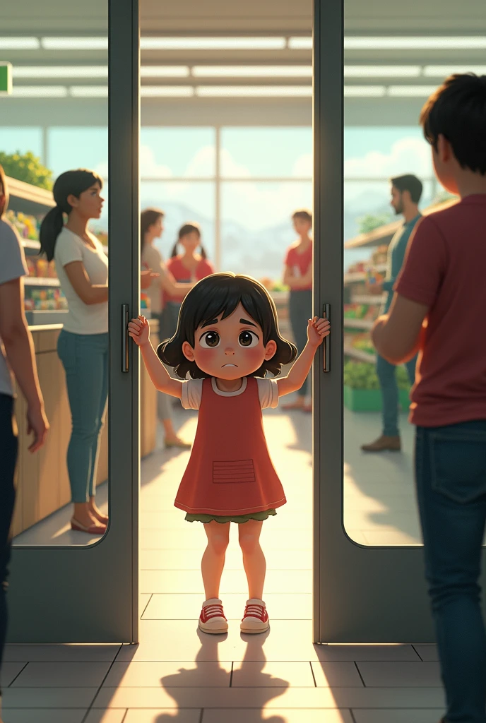 Make the following illustrations according to the instructions for a story.
illustration: An image of a girl with headphones and a red outfit, Walking through the streets of Bosa with headphones and a bag of arepas.
illustration: The girl's mother in the kitchen, handing the arepas to the girl. Let the kitchen have Colombian details.
illustration: The girl's mother pointing her finger, while the girl listens attentively. You can show the concern on the mother's face.
illustration: the girl walking through a park with a pipe in the middle and shadows, y un señor con barba y ropa rota aparece detrás de una banca observandola
illustration: He isñor acercándose a la niña con una sonrisa amigable. The girl stops and looks at him in fear..
illustration: The girl showing the bag of arepas to the man and the man seems interested and kind.
illustration: He isñor corriendo rápidamente por el parque, with a sly expression on his face. Puedes mostrar la casa de la grandma de la niña a lo lejos.
illustration: La grandma de la niña abriendo la puerta y viendo al señor, with a surprised expression y miedo. El chal de la grandma cae al suelo mientras ella corre.
illustration: He isñor disfrazado de la grandma, lying in bed with the shawl, the glasses and the hat. The bed can have details such as a colorful quilt.
illustration: La niña tocando la puerta de la casa de la grandma, with a worried expression. The door is ajar.
illustration: He isñor en la cama, tratando de imitar la voz de la grandma. the girl enters the room, looking at the "grandma" with curiosity.
illustration: A close-up of the girl looking at the man in bed, with a surprised expression. He isñor tiene los ojos muy abiertos.
illustration: The girl pointing at the man's ears, while the gentleman responds with a sly smile.
illustration: the girl running to the door, while the grandmother enters with a machete in her hand.
illustration: He is