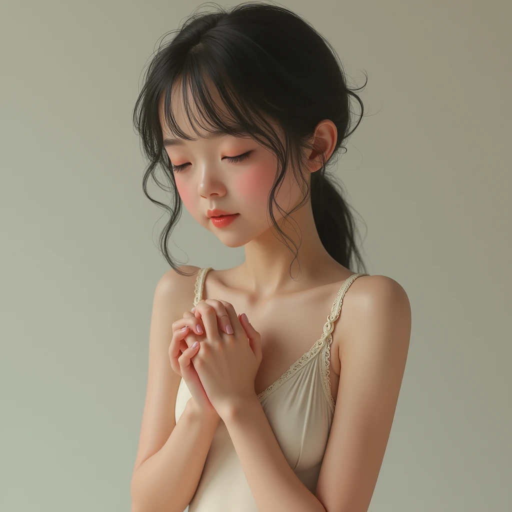 SFW, (XLabs F.1 Realism LoRA V1), Extremely Detailed Innocent Oppai- in Live-Action, masturbation position, no cartoon