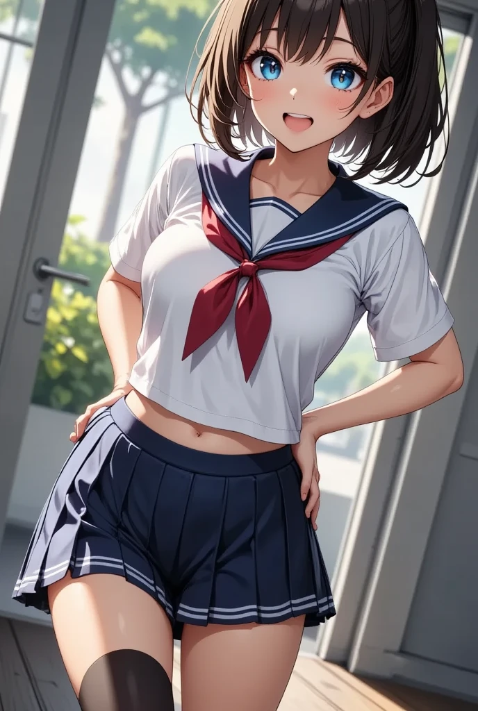 pissing、School swim wear、Shift your crotch with your right hand to show your pubic area、Wet body、fullnude、Lower body naked