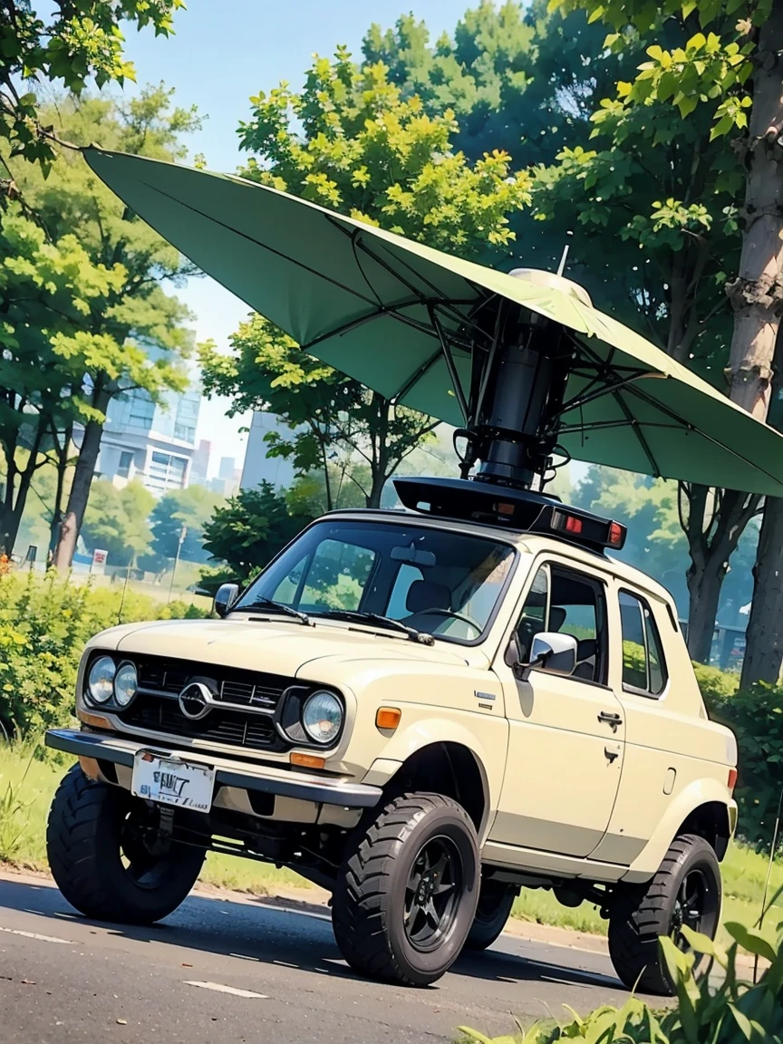 No roof、Tuk Tuk、Autorickshaw、((It was equipped with a 65mm gun、Wave Cannon))、Heavy equipment、