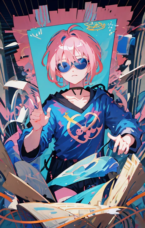  Boy with pink hair and blue eyes wearing blue sunglasses, Terrible Anime 8k ,  Best Anime 4K Kona-chan Wallpaper ,  Anime Style 4k ,  Anime Portrait Male , zerochan Art,  Anime Art Wallpaper 4K,  Anime Art Wallpaper 4K,  Detailed Fanart , anime art wallpaper 8k, Demon slayer , Spectacular anime style