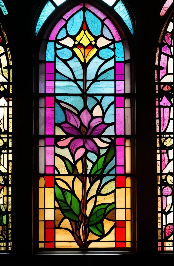 a stained glass window with a blue flower and leaves, a detailed painting by Android Jones, behance contest winner, art nouveau, glowing stained glass backdrop, stained glass style, stained glass, stained glass art, amethyst stained glass, gothic stained glass style, stained glass!!, stain glass, stained glass window, intricate stained glass, beautiful stained glass window, stained glass window!!!!!