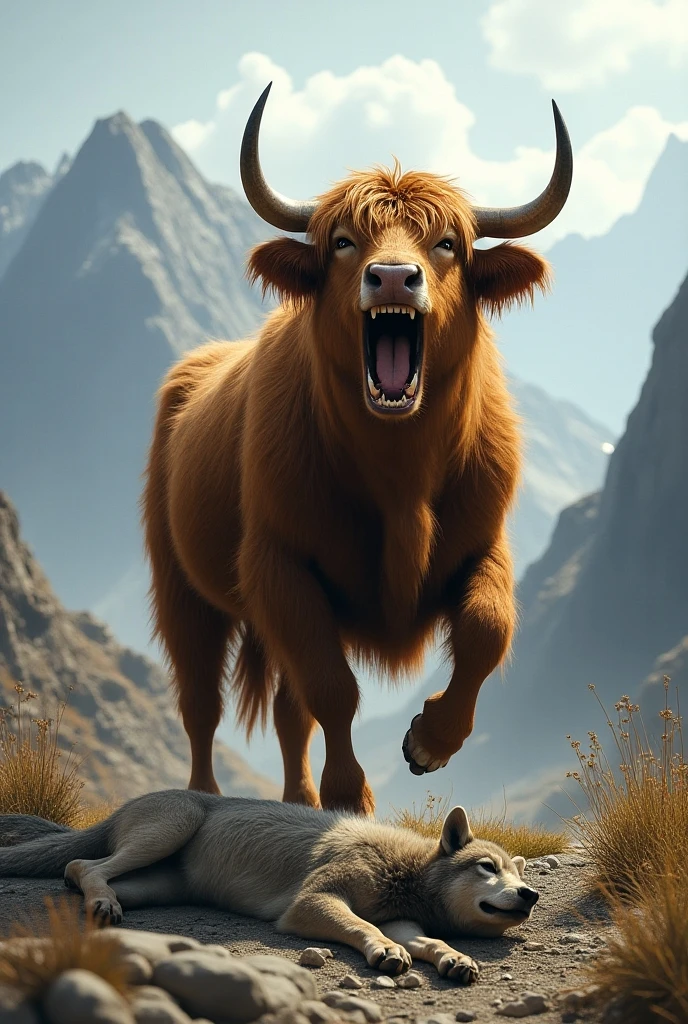 Make a bison standing on two legs like a human but with a humongous penis sticking out