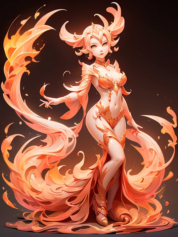 ((Detailed, 8k, masterpiece, high definition)) Ember, solo, 1 girl, girl made of fire, wide hips, big ass, big breasts, sexy seductive posture, dynamic pose, bedroom, ((Detailed, 8k, masterpiece, high definition)) sexy seductive tight cut out dress, tight highs, high heels, garter straps underneath, chocker, arm sleeves, sexy seductive smile on face, ((full body view)), ready to mate