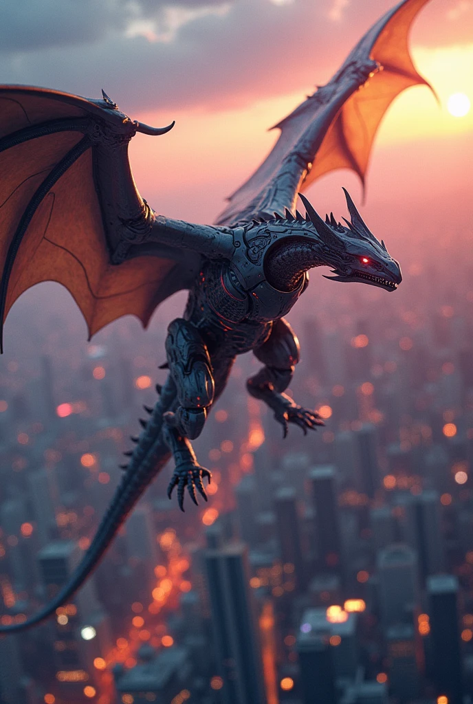 cyberpunk scene，There is an airplane，There is a huge dragon next to it，There was hail in the sky，The dragon spat out frost，Staring，arrogant，The dragon flicks its tail，darkly