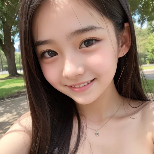 incredibly absurd, beautiful and cute 20-year-old Korean girl with a photorealistic face, showcasing top-quality craftsmanship. Her slender frame adorned with short, messy hair. The artwork high-resolution, allowing for ultra-detailed features to be captured flawlessly. The focus lies on the realistic pupils, showcasing depth and emotion. ((breasts out)) cute smile.