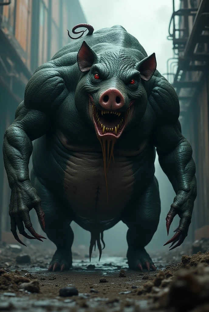score_9, score_8_up, score_7_up, source_anime,
BREAK
Demogorgon, open face, colored skin, dark skin,
BREAK
1girl, solo, full body, claws, medium breasts, nipples, front view, wide hips, large butt, standing, looking at viewer, crawling, on all fours,
BREAK
alleyway background, night sky, night, cityscape, star \(sky\), foggy, fog, ominous, <lora:Demogorgon_Pony:1>