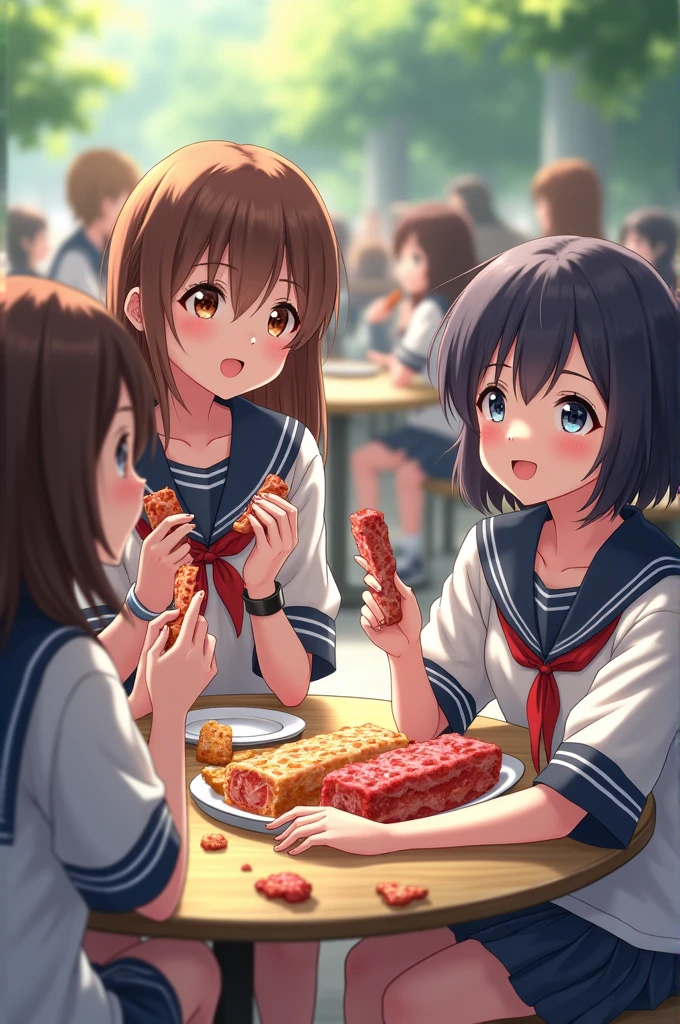 score_9,score_8_up,score_7_up,source_anime,
2girls, momoshiro chiyoko, yonagi kei, sitting behind table, looking at viewer, gradient eyes, arm at side, closed mouth, light smile, ahoge, hand up, v, black long sleeves serafuku, bowtie, white sleeveless dress, wing collar, indoors, plate, sushi, aged up, depth of field, window, blurry background, plant, couch,