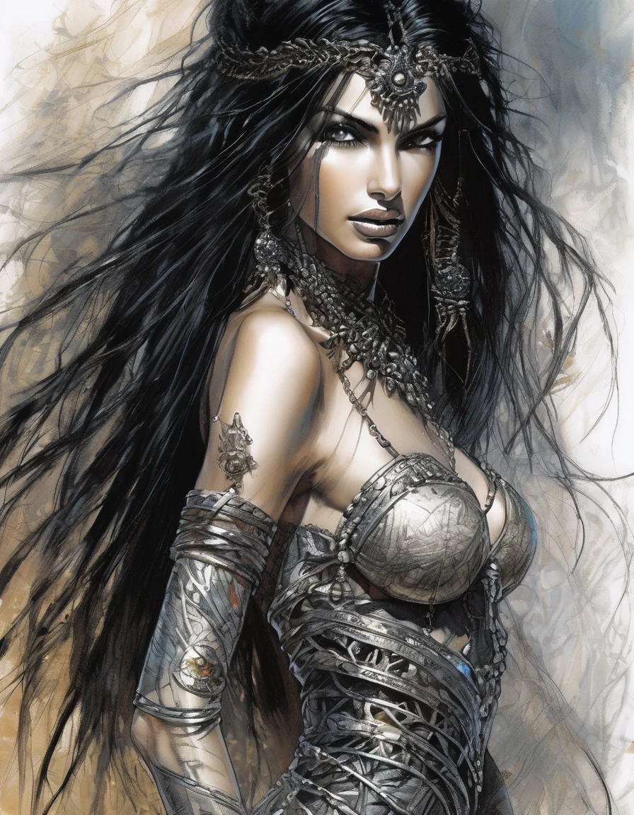 (Award Winning Digital Artwork:1.3) of (Masterpiece:1.3),(Energetic:1.3) a woman (ana de armas:1) in black robe, epic, intricate details, hyperdetailed, (close up:0.5) <lora:Luis_Royo_Delib:1>,CGSociety,ArtStation,(Fujifilm Superia:1.3)