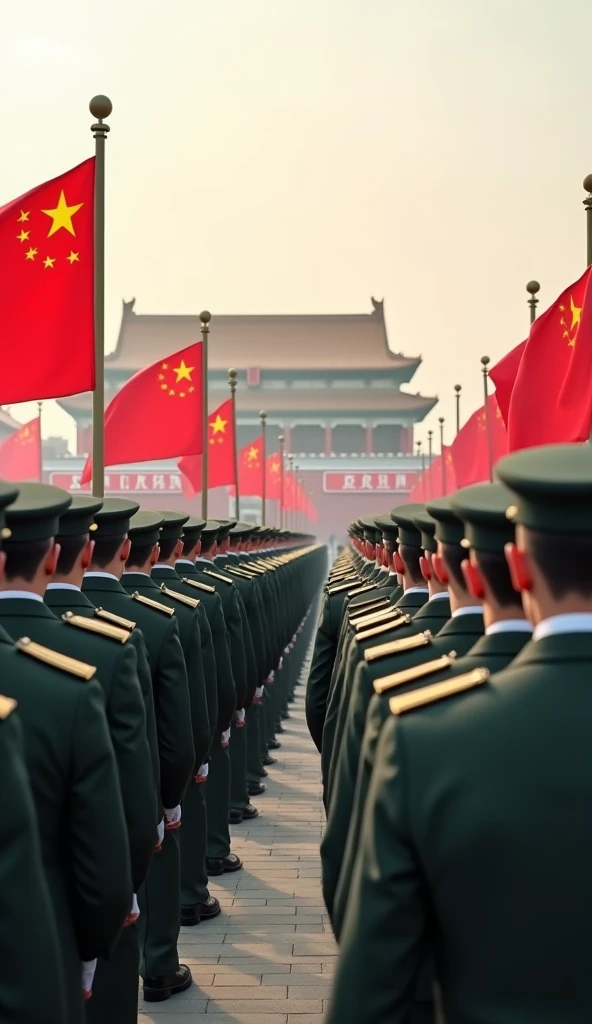 Anti-Japanese scenes, animation, old photos, five-star red flag, Chinese army, Communist Party, 87-style military uniform,