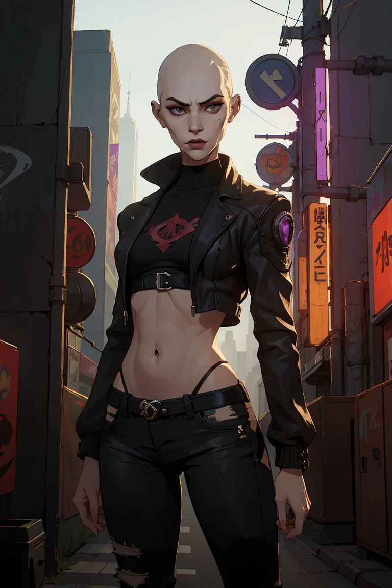 ((Super detailed, masterpiece, absurd))
 decadent, 1 chico, , short hair, Brown hair, high ceiling, city lights background, Permanent, Stylish Suits, A confident power stance designs cool and sexy cyberpunk style clothing.，We can adopt the following design elements and concepts.：

**Basic tones and materials.**：
- Black as main color，Reflecting the dark technological sense of cyberpunk。
- Made of smooth leather and metallic synthetic fibers.，Improving the sense of the future。

**Superior design**：
- Fitted vest，Cut for a slim fit，show your figure。
- Geometric cutouts on back and shoulders.，Increases breathability and sensuality.。
- The LED light strip on the chest can display patterns or text，Customized and technologically advanced。

**Background design**：
- Low-rise briefs，Reflective material edges.，grab the eye。
- Partially cut metal mesh and chain.，Covering and provoking。
- Elastic straps or adjustable buckle，Greater comfort and flexibility.。

**Loop design for legs**：
- Mid-thigh leg，Decoration of chains and metal rivets.，Strength and sensuality。
- adjustable size，Suitable for different body types。

**Accessories**：
- Chain at waist adds layers and movement.。
- The knee pads or shin guards are made of translucent material and fluorescent color，shine in the night，Improves the sense of science fiction.。

**General Style**：
- Focus on lines and structure.，Reflecting cyberpunk rebellion and technological quest。
- Transparent hollow design，Stay cool and sexy。
