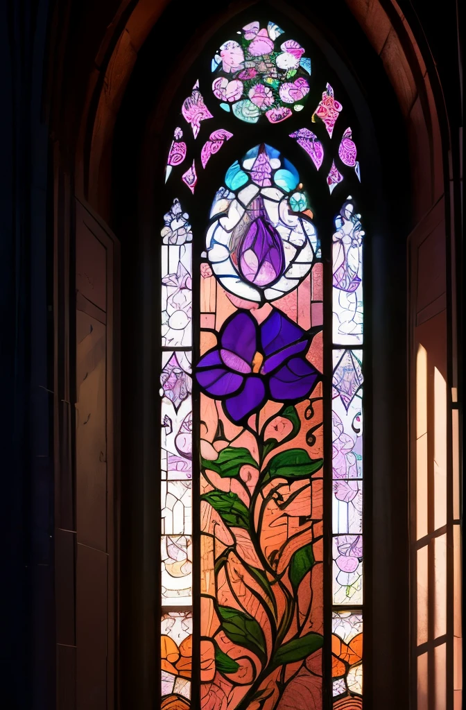 a stained glass window with a blue flower and leaves, a detailed painting by Android Jones, behance contest winner, art nouveau, glowing stained glass backdrop, stained glass style, stained glass, stained glass art, amethyst stained glass, gothic stained glass style, stained glass!!, stain glass, stained glass window, intricate stained glass, beautiful stained glass window, stained glass window!!!!!