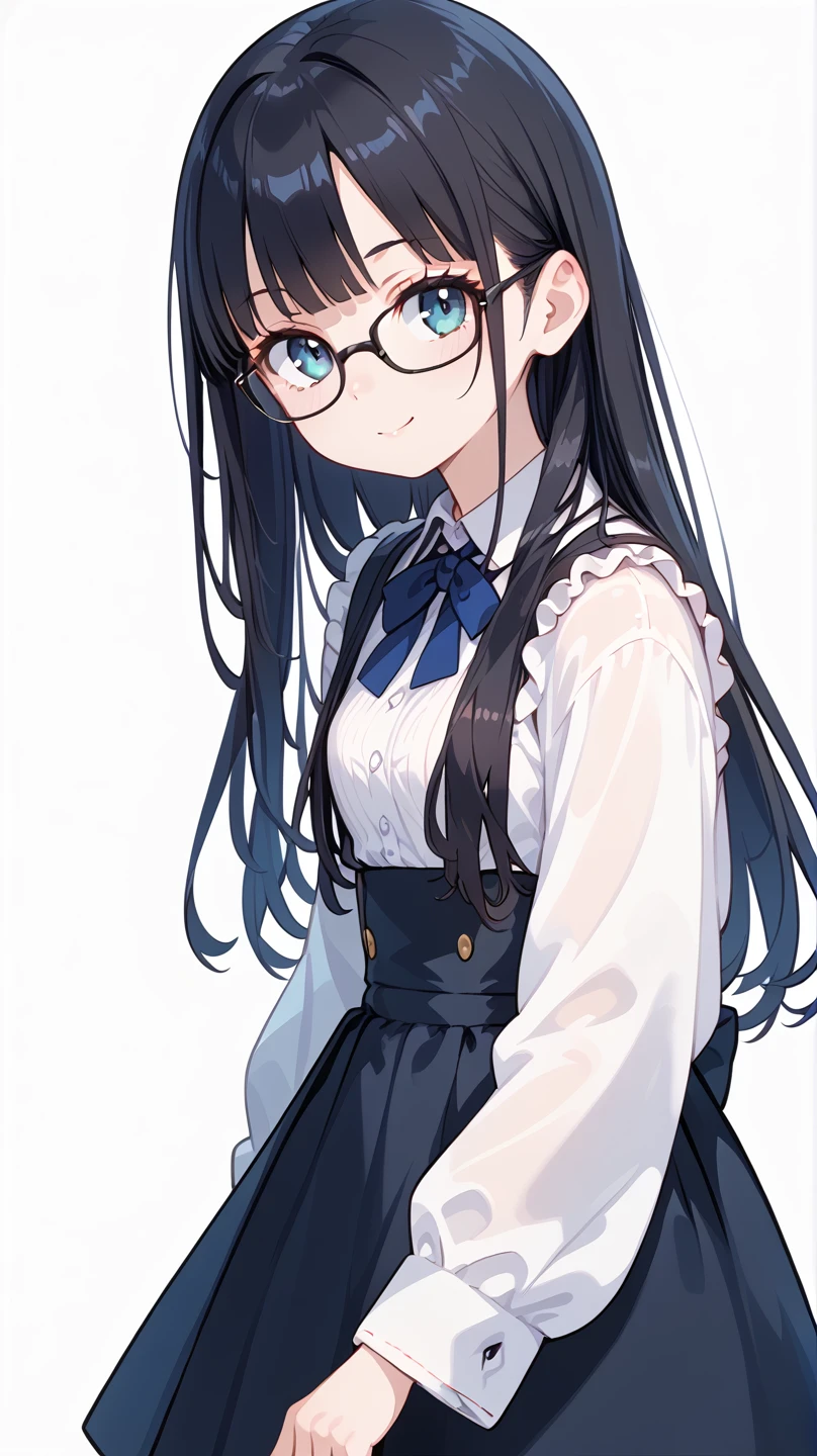 Black Hair, long hair,Glasses,Young lady, Hi-Res, 最高quality, Accurate, 高quality, quality,    very detailed,
