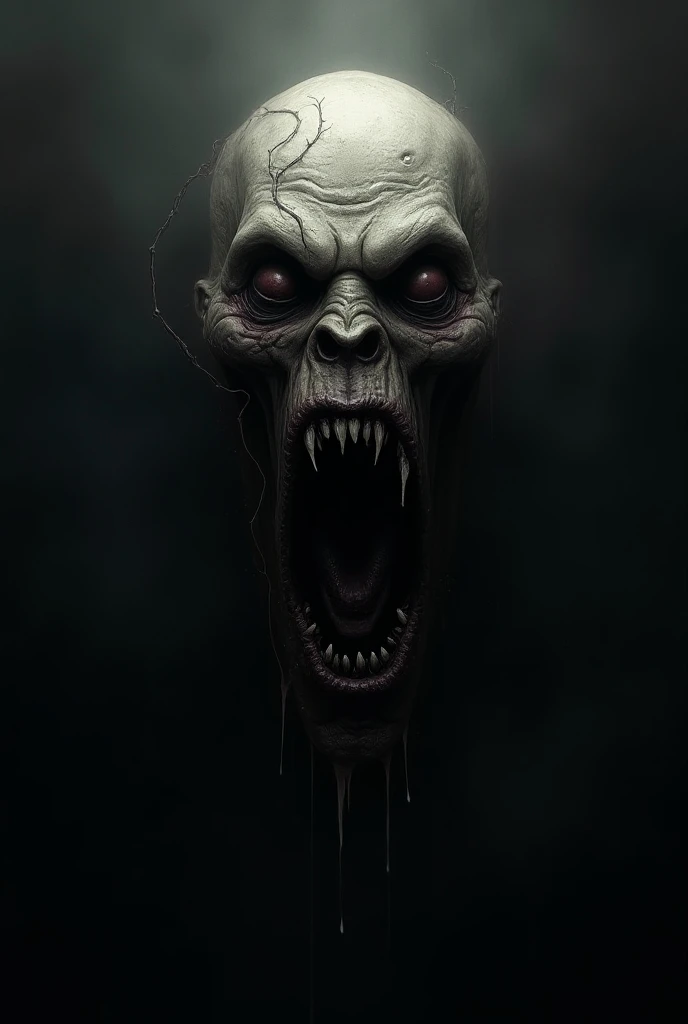 Monster with a face devoid of ears, eyes, and nose. Instead, a gaping mouth lies in the middle of his "face". His method of attack consists of pushing a scream percent that can damage the victim’s hearing. When he is not alert, he wanders by talking alone with incomprehensible sounds. [No Ears][No Eye]  [No Nose] [A large mouth in the middle of the face] [8k best quality] [No Eye] [No nose] [No Ears] [The character is devoid of eyes of ears and nose] [His face consists only of a wide open gaping mouth covering his face] [He is in an environment surrounded by mist] [This monster has no human milks. ] [It does not look like a human] [this monster has a mouth instead of a face]