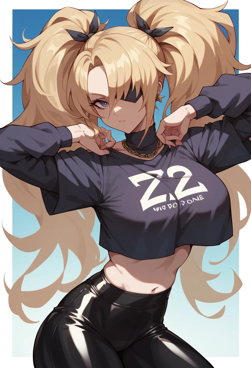 burnice white zenles zone zero,  big breasts shirt, rostro friendly,  twintails ,blonde, friendly, latex clothing