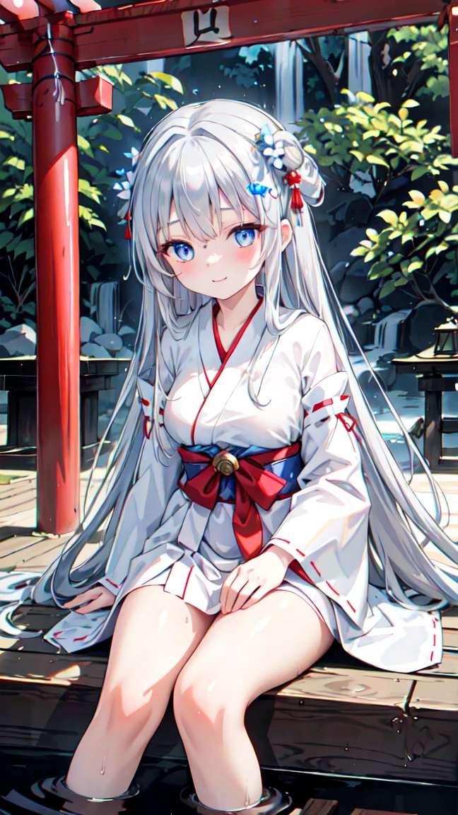 model shoot style, (close portrait:1.2, digital anime illustration) of ((little girl:1.6)), (1girl:1.5, young girl, small breasts:1.2),
(cute pose:1.5, sitting, long hair, white hair, red dress), (Japanese temple in the background, water, sakura flowers),
(pretty face, perfect face), (hyper-realistic lifelike texture, realistic eyes:1.2), (best quality:1.4, masterpiece:1.3, hyper-realistic lights, hyper-realistic shadows, hyper-realistic reflections),
(sony a7, 50 mm, film grain:1.5, 4K UHD HDR), (octane render, unreal engine 5), (illustration by lee jeffries, Greg Rutkowski and Magali Villanueva, contest winner:1.3)