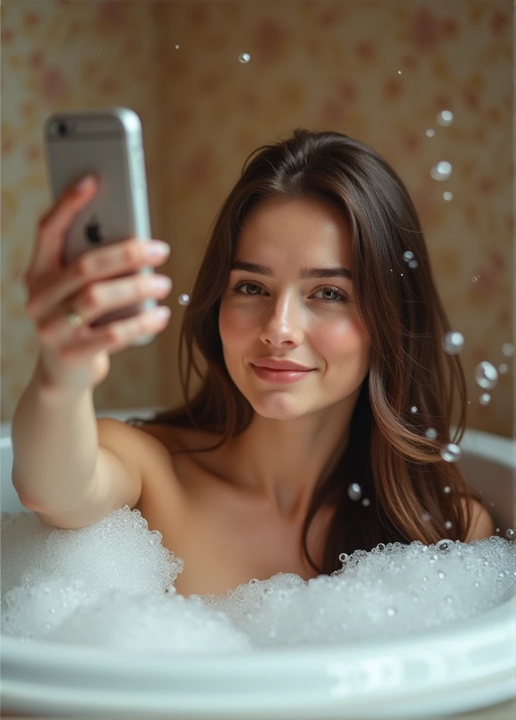 A woman taking a selfie while showering.