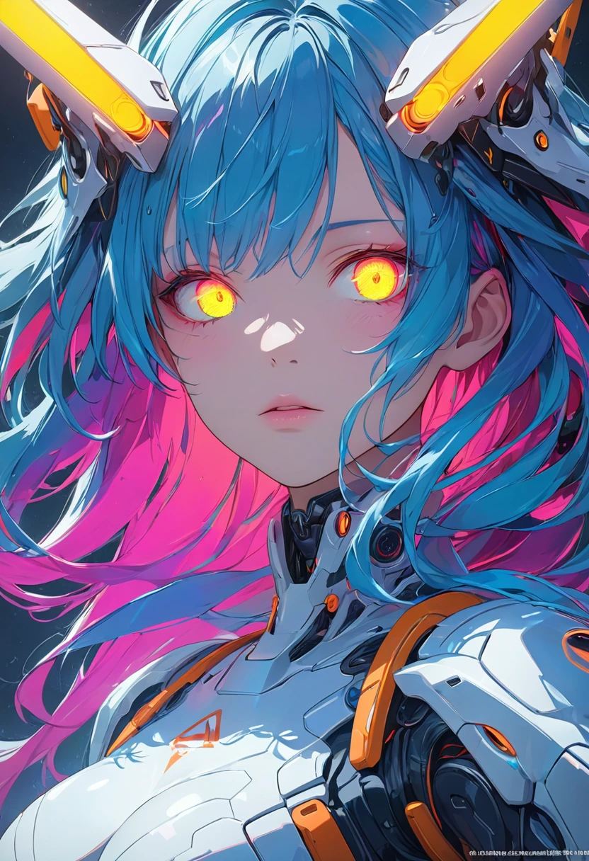 glowing eyes, colourful glowing hair, gradient hair, anime style, high detail, Futurism, glowing light, UHD, retina, masterpiece, ccurate, anatomically correct, textured skin, super detail, high details, high quality, award winning, best quality, highres