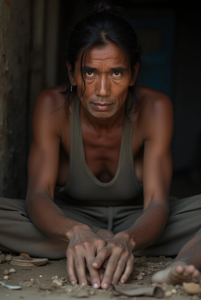 Small indian (((emaciated, young, impoverished))) man.
