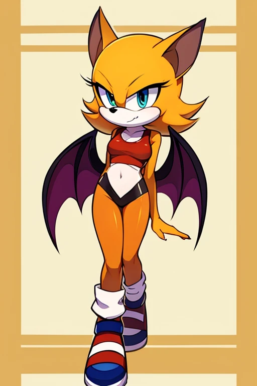 Female, mobian bat, bat wings, orange fur, brown eyes, adult