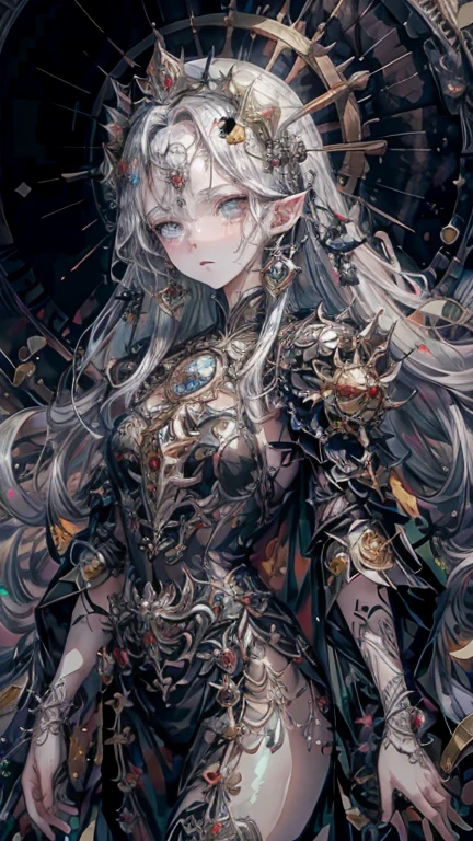 ((highest quality)),(Ultra-high resolution),(Super detailed new),(Detailed Description),((The best CG)),(A masterpiece),Ultra-detailed art,A wonderful new art form,(Fantasy art with intricate detail:1.5), (A female demon restrained by chains:1.3),(Eyes of Madness:1.2),