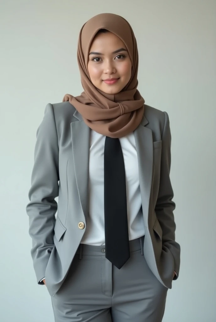 30 year old, malay women with oval face, body weight 55kg, potrait, ( Dead Rank 1.3), wearing white suit, wearing hijab scarf, polite girl, infornt of office desk, cinematic scene, masterpiece, 4k HD, 8k hd