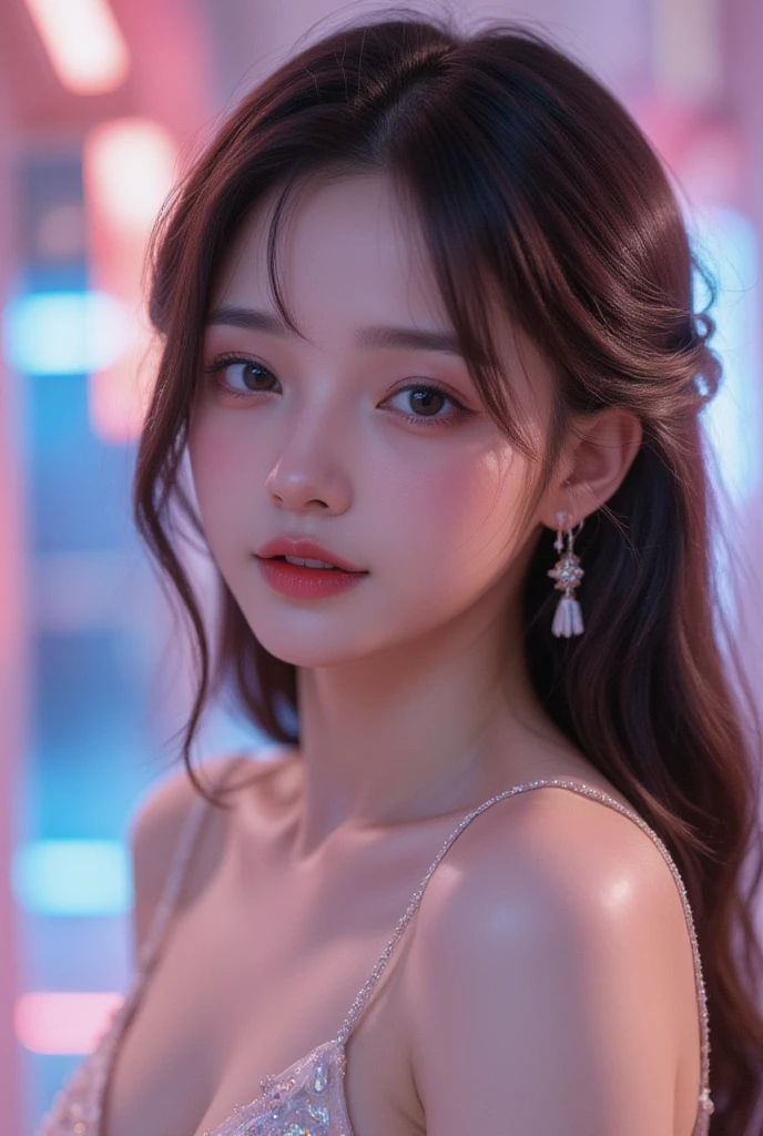 (masterpiece:1.3), high resolution, ultra detailed, extremely detailed CG unity 8k wallpaper, realistic, photo-realistic, RAW photo, beautiful detailed face, pale skin, realistic glistening skin, detailed cloth texture, detailed hair texture, Perfect body, Beautiful Face, accurate, Anatomically correct, Highly detailed face and skin texture, natural neck length, (beautiful hands), (fair skin:1.1), (well-aligned teeth:1.1), (Sweaty skin:1.2),
BREAK,
Detailed eyes, symmetric eyes, Light Brown eyes, Double eyelids, Thin eyebrows, (Glossy lips:1.4), ((A face with waiting for a kiss:1.2)), (blush:1.1), (A sparkling small hair accessory:1.1), (beautiful smile:1.1)
BREAK,
(A classy and Cute woman:1.3),(nude, nsfw, nipple, navel:1.4),
BREAK,
medium large breasts, slender figure, firm abs,
((updo hairstyle, Dark blonde hair, wavy hair, asymmetric bangs:1.2)), (looking at viewer), (cowboy shot:1.4), From above,
BREAK,
((standing on Shibuya at night)),