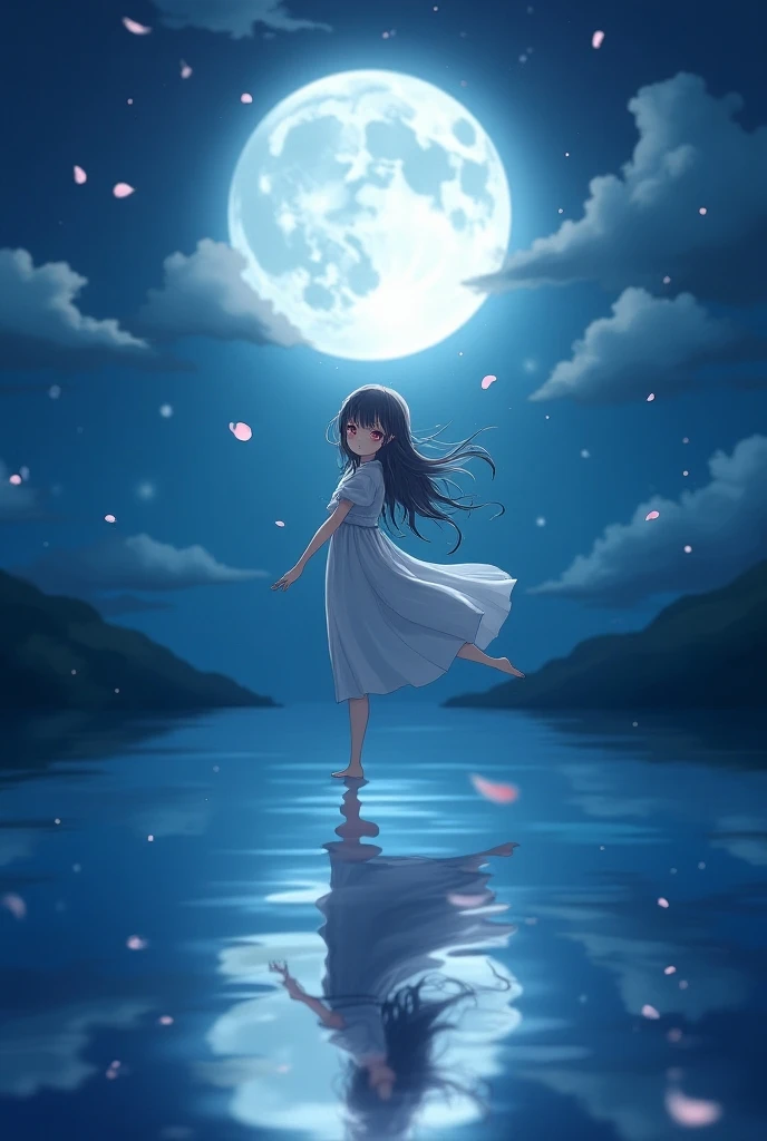 themoon,girl,Inside the clouds,Fly to the sea,The soul soars
