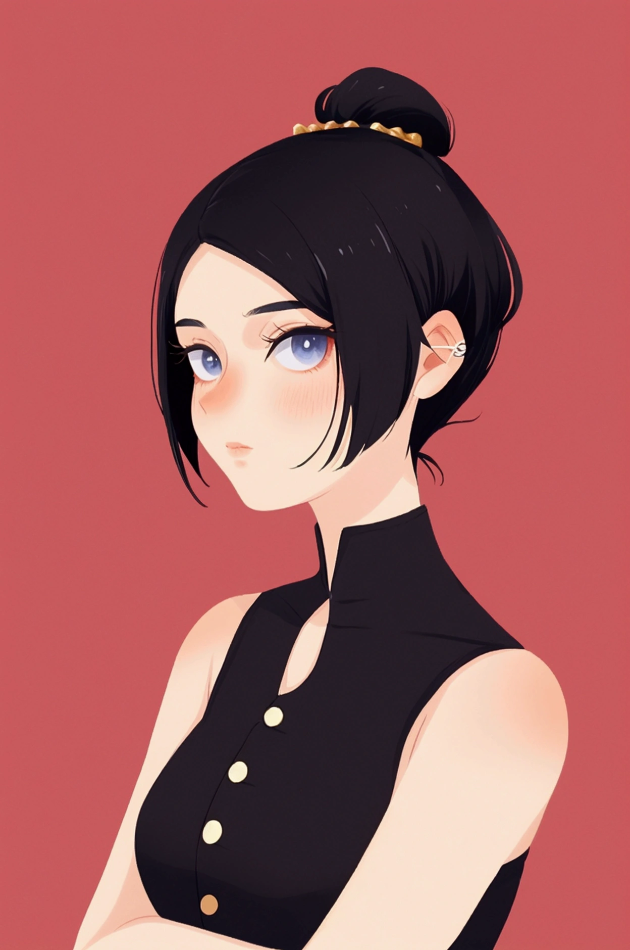 anime girl short black hair cute