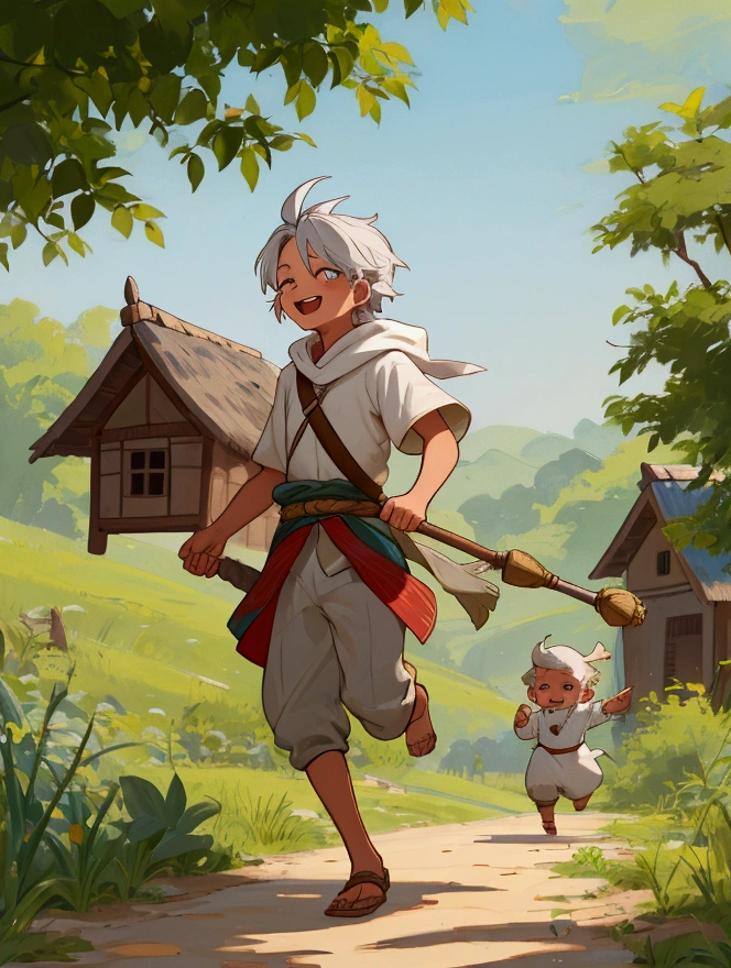 In a small, peaceful village under the Hadza kingdom, there lived a boy named Irrsha. He grew up in a simple house with his parents, his father a dashing knight who worked for their king, the Khitan King, and his mother who was loving and always there for him. Irrsha's hood was idyllic; He is known as a cheerful , never tires of laughing, and loves running around the village.