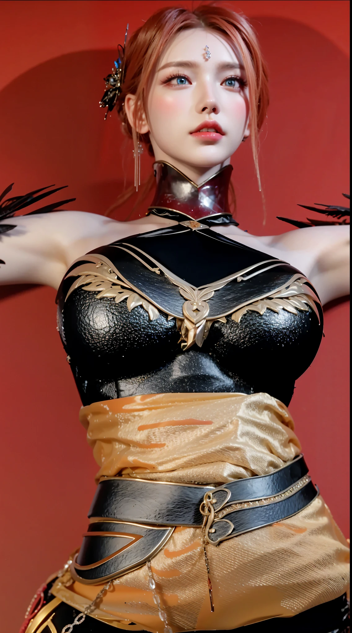 Masterpiece, Best Quality, Extremely Detailed 8k, Ultra HD, Ultra-detailed, Highly Detailed, Ultra High Realistic, Ultra-realistic, Hyperrealistic, Hyperrealism, (1girl:1.5), (Solo:1.5), Anatomically Correct, (Detailed Realistic Skin Texture), (Realistic Big Breasts), Slender Abs, (Closed Mouth:1.3), Nsfw, Dynamic Pose,