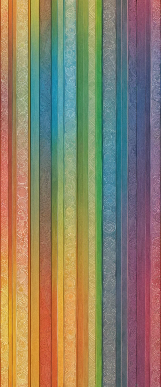 (masterpiece, Best Quality,  very detailed, 8k wallpaper), Gradated vertical stripes composed of geometric patterns,Rainbow,straight