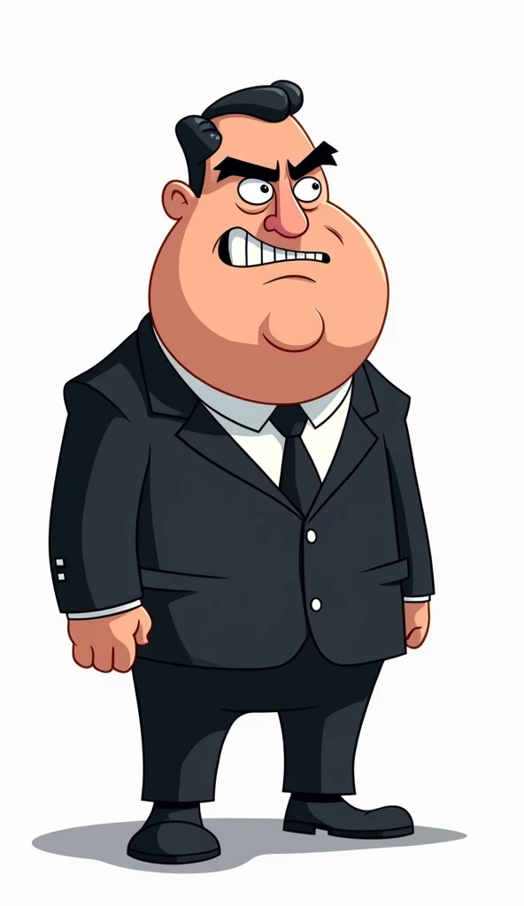 A Cartoon big brother , no smile, white background 