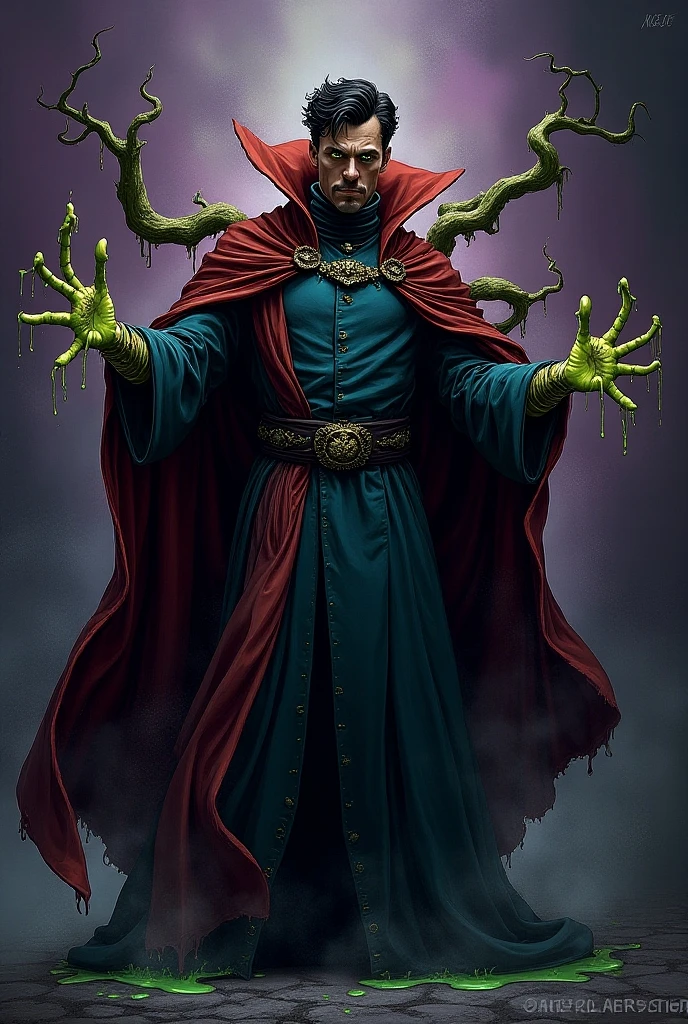Dr strange crossed with carnage  symbiote 

