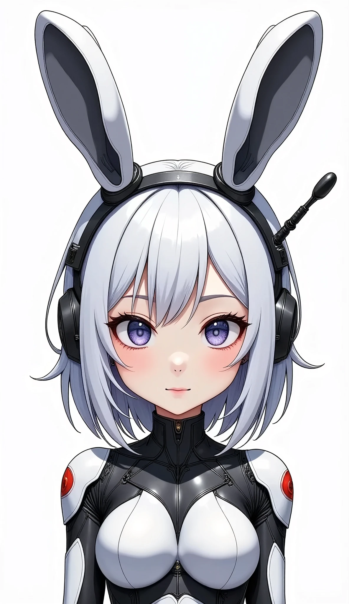 (masterpiece,  Best Illustration ,Super detailed),( android woman),(Front:2.0),( cute),( see here:2.0),(smile:2.0),(Chibi character:2.0),( super sexy ),(A black communication antenna and headband that looks like the mechanical ears of a cyberpunk rabbit:2.0),(The background is an abstract cyber space :2.0),( vector art with a single line:2.0),(whole body:2.0)