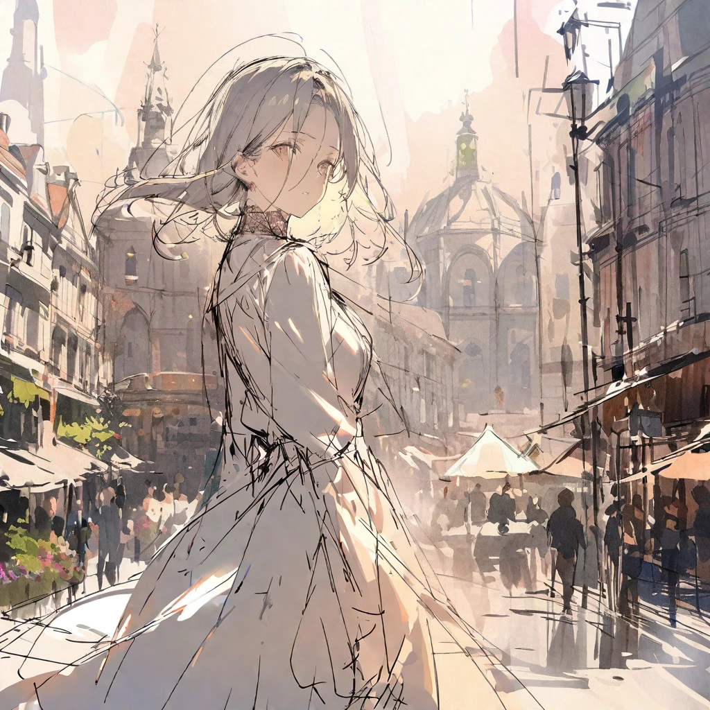 masterpiece,highest quality,ultra-detailed,high-definition background,8k,hi-res,high quality,break,((sketch:1.5)), ((watercolor:1)), Double Exposure of a Beautiful and Delicate Woman (The face is clear and perfect)image，Background、 Perfect Ultra Detailed Victorian Scenery , beautiful,  complicated illustration,  Artwork Concept Artwork, break,(対立したとしても、 There Are One or Two Things We Can Agree On Even If We Disagree ),