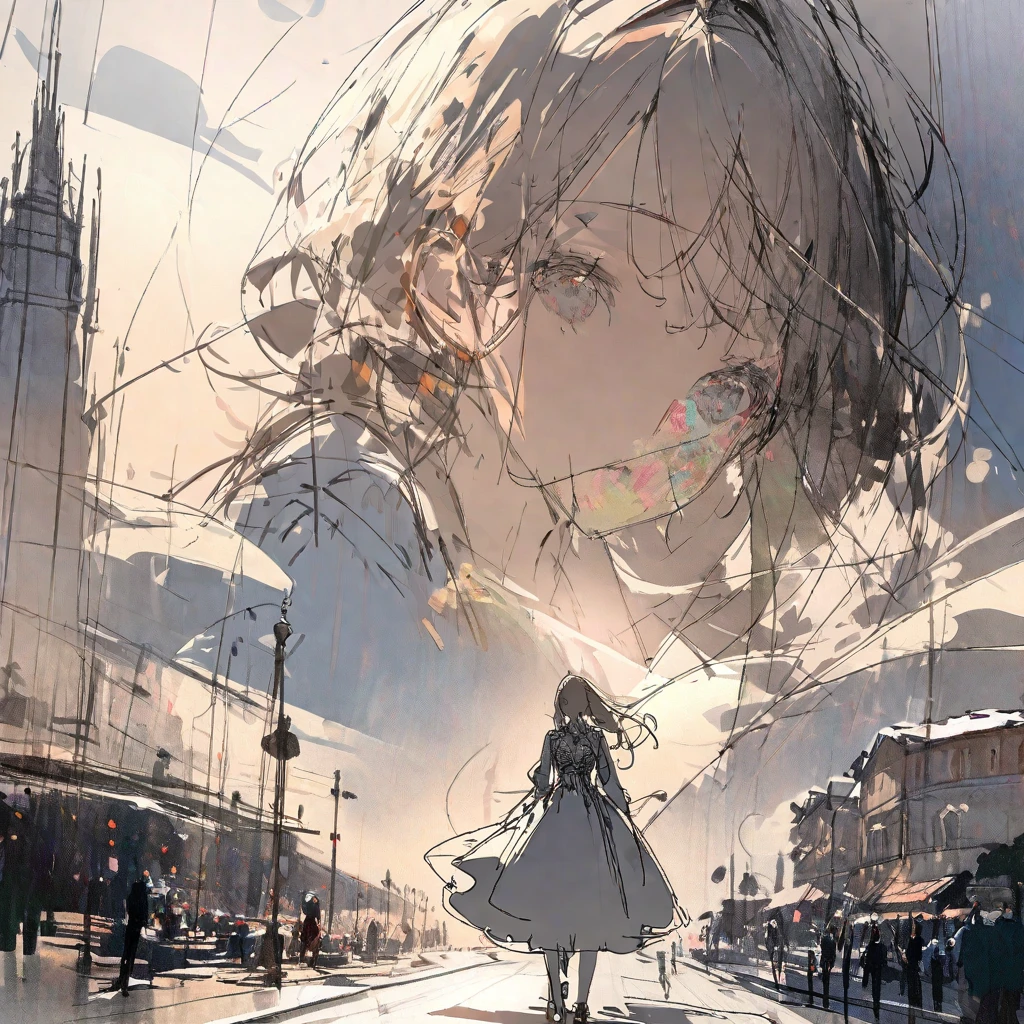 masterpiece,highest quality,ultra-detailed,high-definition background,8k,hi-res,high quality,break,((sketch:1.5)), ((watercolor:1)), Double Exposure of a Beautiful and Delicate Woman (The face is clear and perfect)image，Background、 Perfect Ultra Detailed Victorian Scenery , beautiful,  complicated illustration,  artwork concept artwork, break,(Even if it's a conflict 、 There Are One or Two Things We Can Agree On Even If We Disagree ),