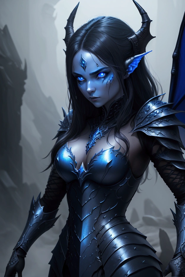 ((Intricate details)),dark fantasy style, GLOOMY AMBIANCE, (Beautiful succubus girl, Long hair), (Beautiful symmetrical blue eyes), (Sexy black lace outfit), Red leather jacket, Soft colors, Clear focus, Dynamic poses, (Ed Blinky's magnificent paintings, Artie Guerin, author:Jeremy Mann, Greg Manches),