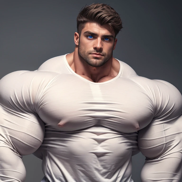 1boy, giant, alone, giant bodybuilder, illuminating light, strong body, bulk, large size, standing in white room photo studio, indoor, nude, white triangular underwear, thick bulge, scratch his bulge, extraordinary big, brutalmass, giant muscular body, bulk, buff, massive body, large meaty body size, extremely wide body