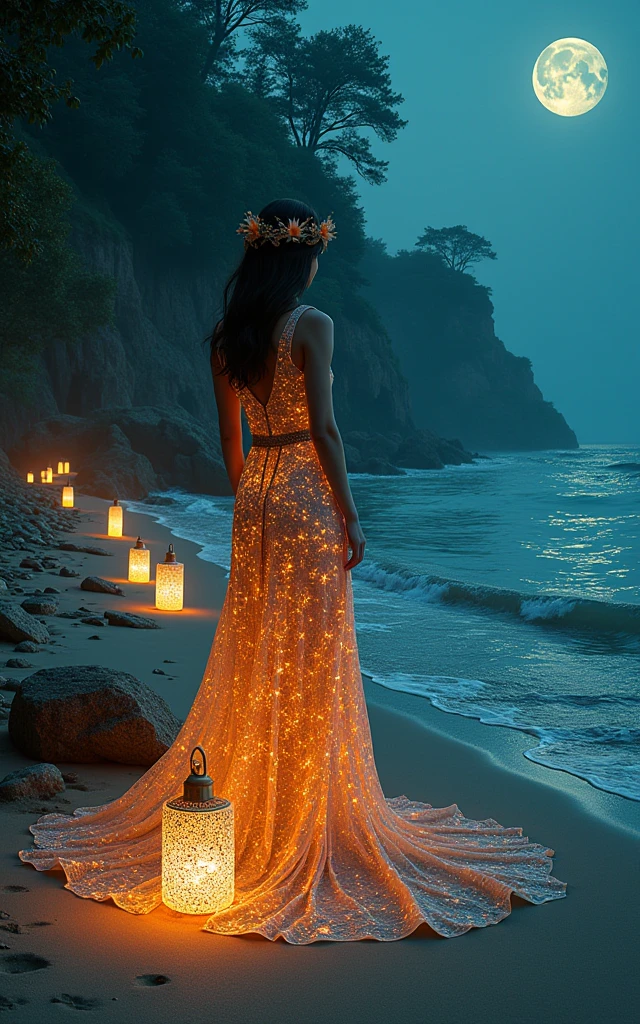 Change background beautiful night with lamps 8k photo real face