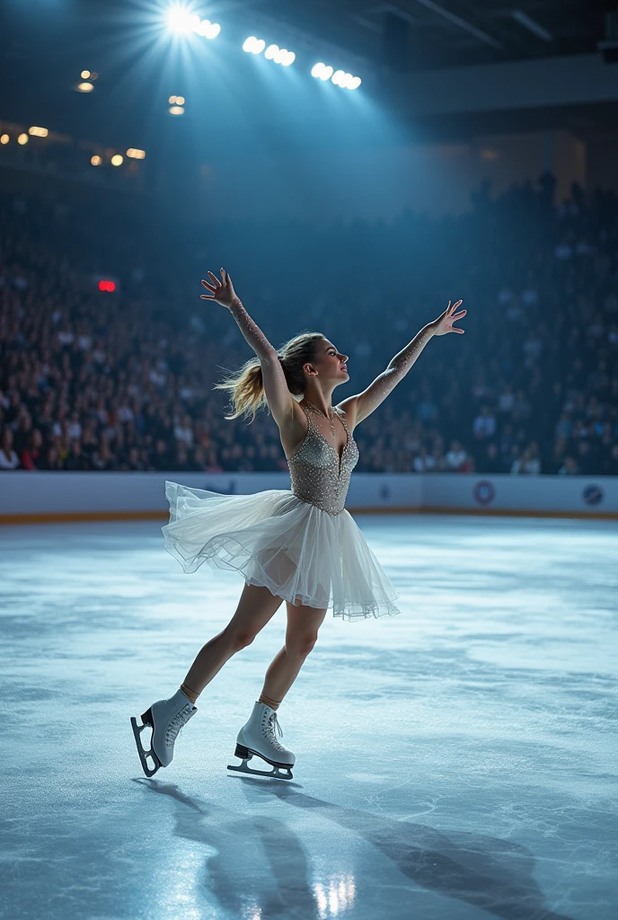 figure skating,dancing on grand ice skating exhibition,crowd, cinematic lighting, high quality, masterpiece, <lora:girllikefigureskating:.6>
<lora:Macy:.7>, short blonde hair, blue eyes, pink dress, smiling, happy, leg raised,