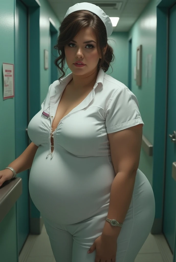 bbw superheroine is drugged and enslaved, totally dominating, surrendered, trapped by two nurses, photo of full bodies