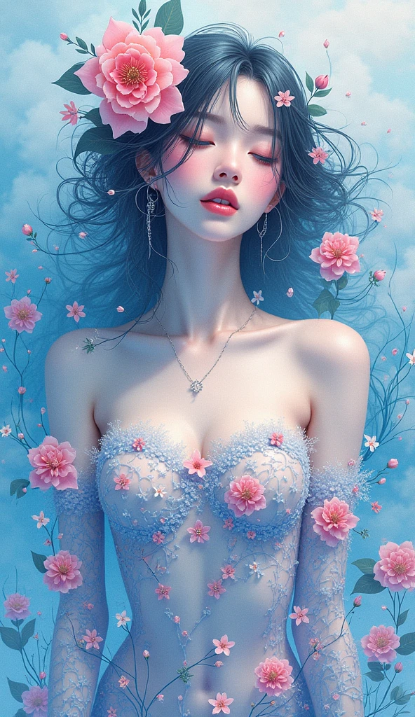 (Pink fashion T-shirt:1.9)、(colourful hair:1.8)、(all the colours of the rainbow:1.8)、((((Vertical Painting:1.6)))、(Painterly:1.6)、frontage、big eye、Sheer eyes、(Iridescent gradient high ponytail:1.7)、Exquisite makeup、Mouth closed、(Small fresh:1.5)、(Wipe Chest:1.6)、long eyes、teary-eyed man wearing white off-shoulder T-shirt、(rainbow-colored hair:1.6)、Color explosion, Messy lines, ((Shines)), (colourfull), Chic paint style, (color splashes), Vertical Painting, NSFW、 Paint splashes, Acrylic Pigment, gradients, depth of fields, facepaint, colourful clothes, (elegent: 1.2), Gorgeous,length hair, the wind, (elegent: 1.3), (flower petals:1.4)、(((masterpiece)))、(((top-quality)))、((Ultra-detail))、(dynamic ungle)、((Planktonic))、(paint)、((dishevled hair))、(solo)、((beautifull detailed face))、my shoulder hurts、white hair、((colourful hair))、(((striated hair))、beatiful detailed eyes、(gradient color eyes)、((camel toe))、(colorful backdrop))))、((((a high chroma))))、(((Surrounded by colorful splashes)))