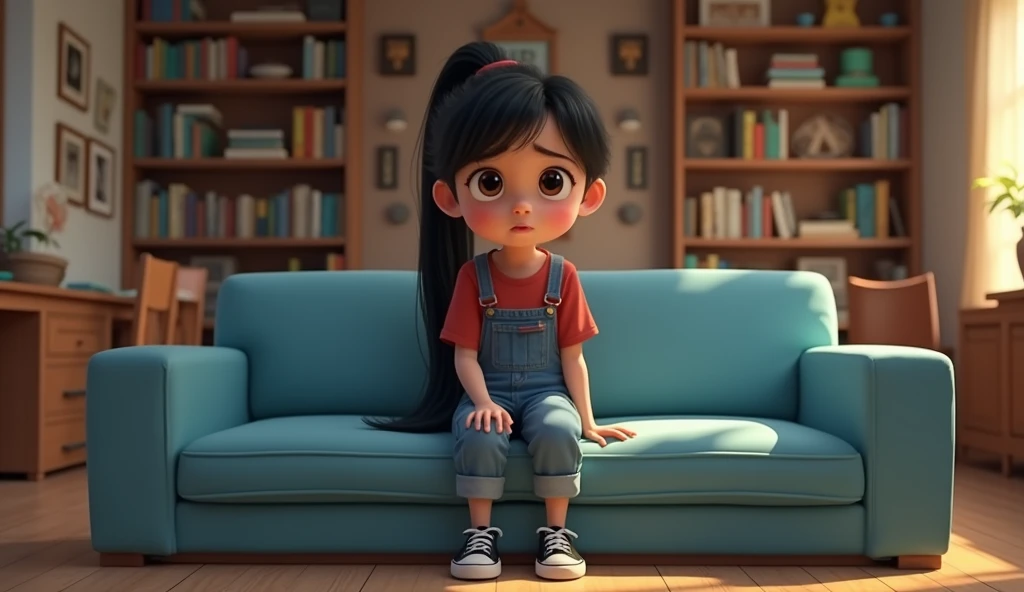 3D cartoon, HD, a Chinese woman as a student , wearing a pink shirt with text logo MISTER LONDRE no image just text , background bedroom , was in the middle of a pile of dirty clothes with an annoyed and tired face