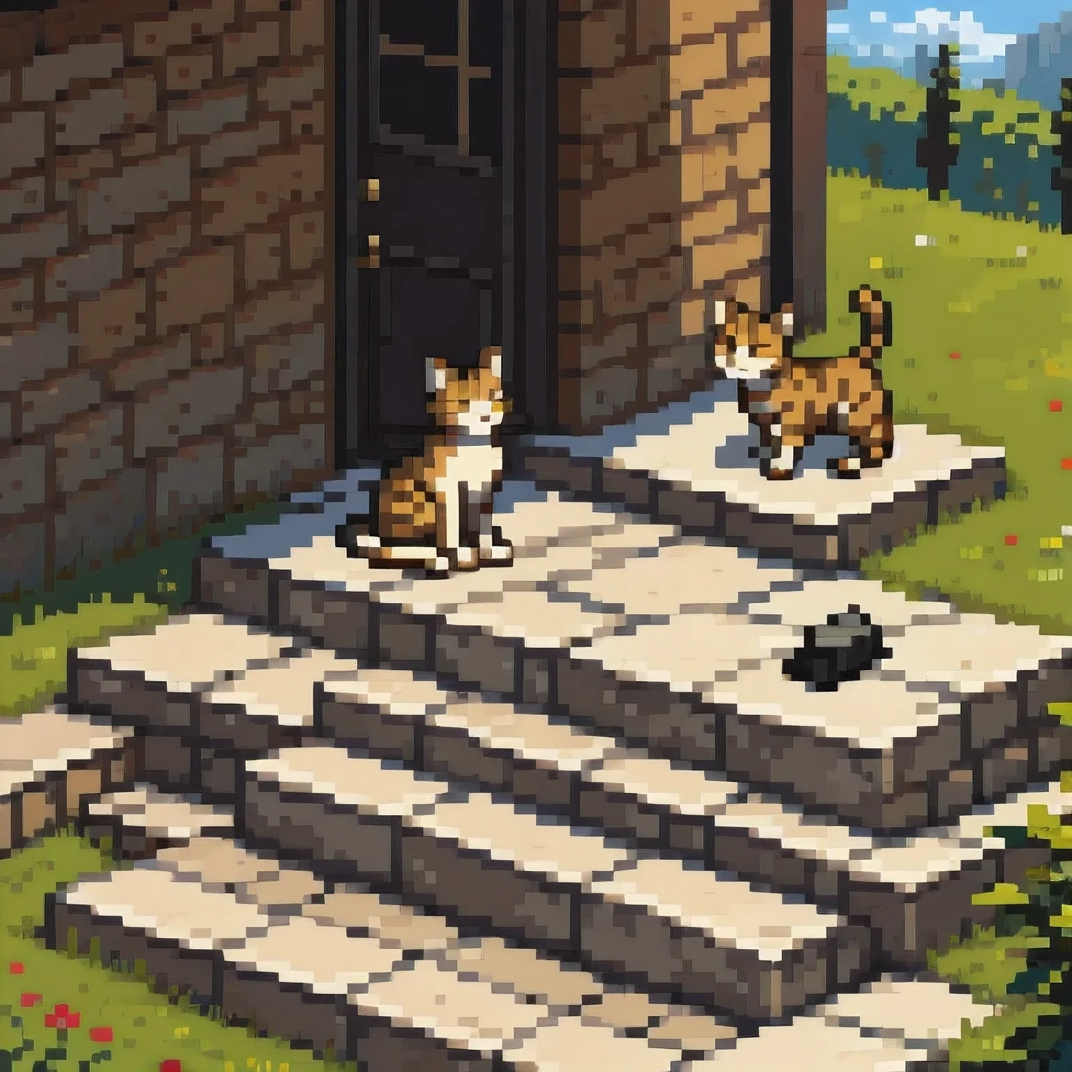 Cat on the Stone Steps